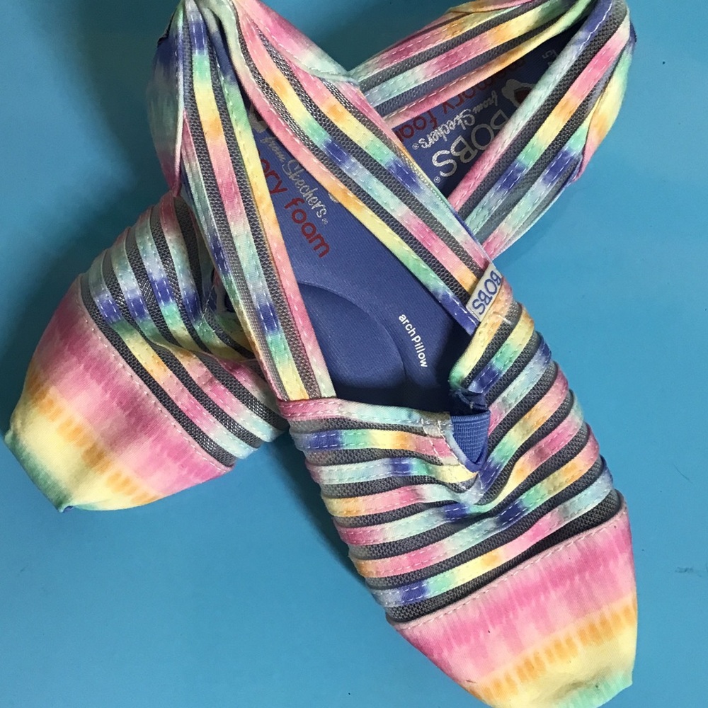 Skechers Pastel Rainbow Striped Slip-On Flats